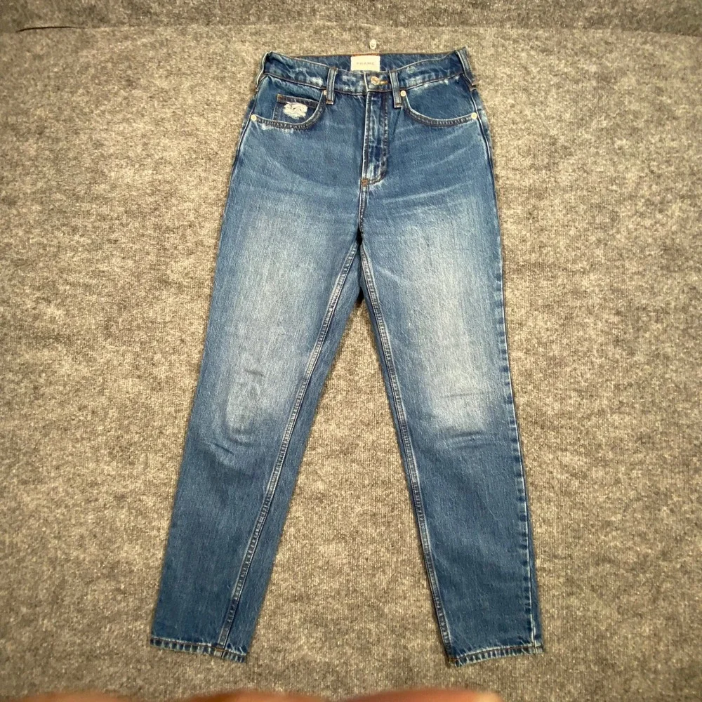 FRAME Le High Straight Jeans Medium Wash Distressed 100% Cotton Size 25 HNTT727 - Picture 2 of 9
